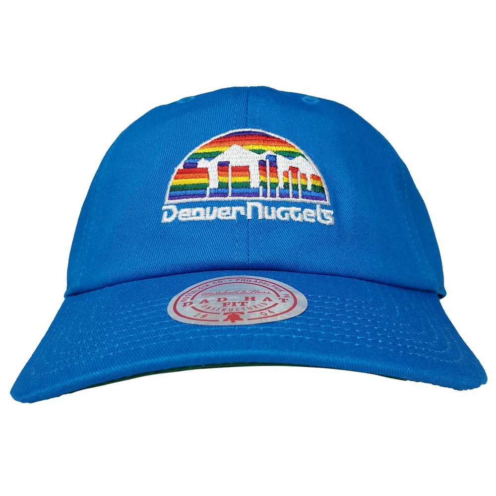 Denver‎ Nuggets Mitchell & Ness NBA Dad Hat Cap Embroidery Logo Cyan Blue NWT